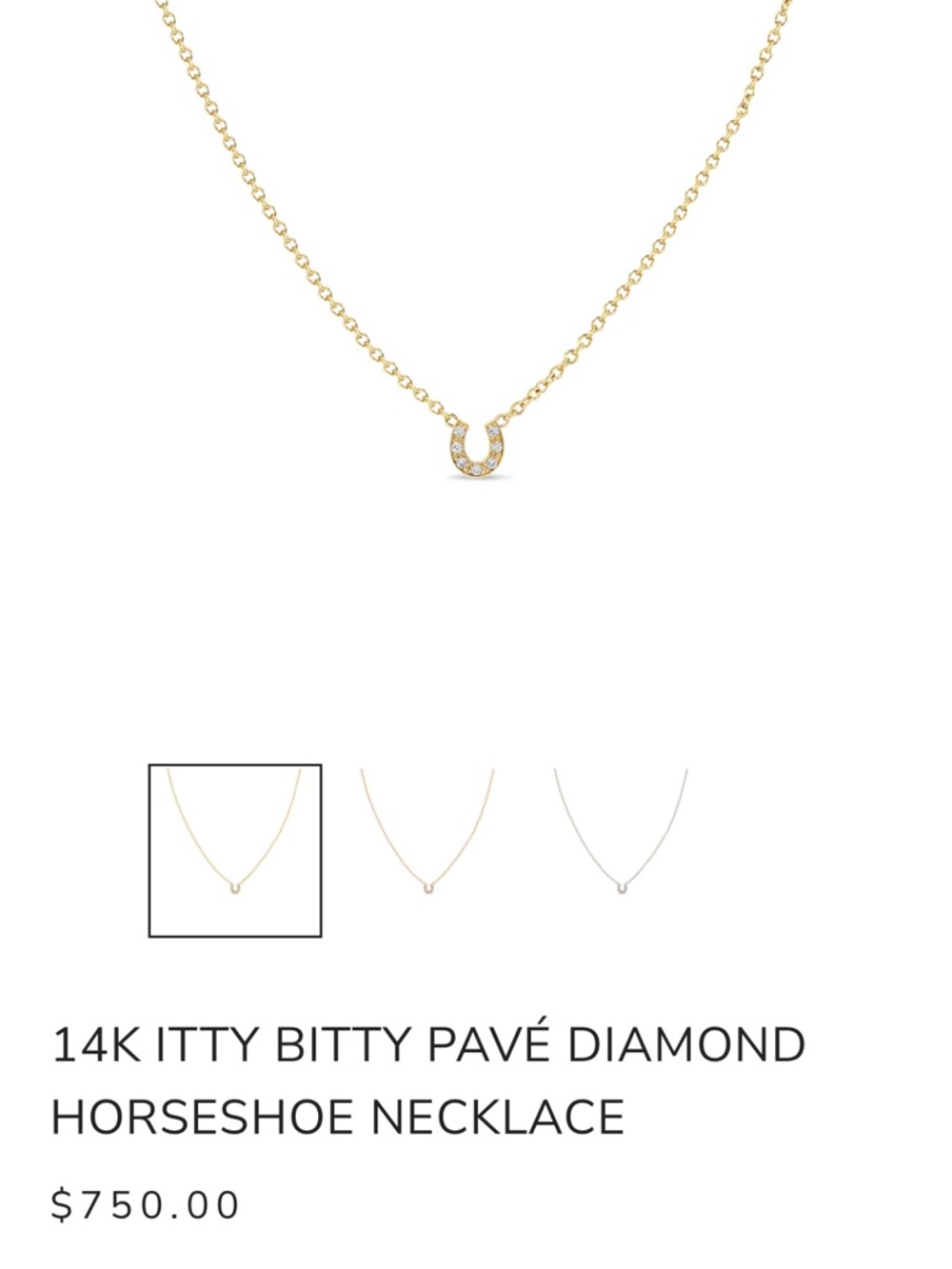 Zoe Chicco 14k Yellow Gold Pavé Diamond Horseshoe Necklace